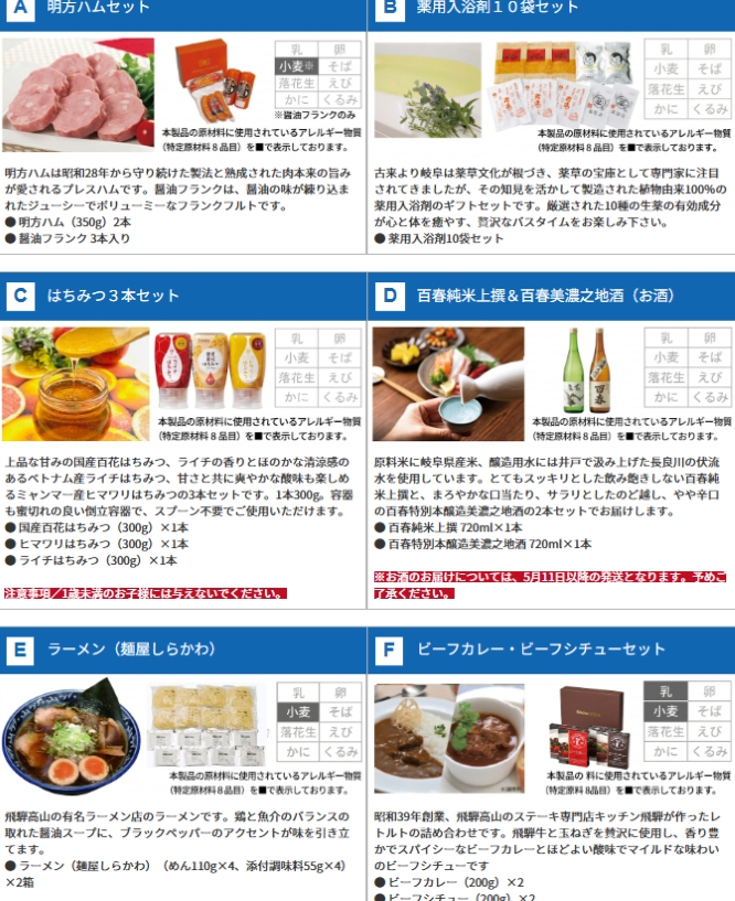 電算システム優待カタログ内容（ハム等特産品）