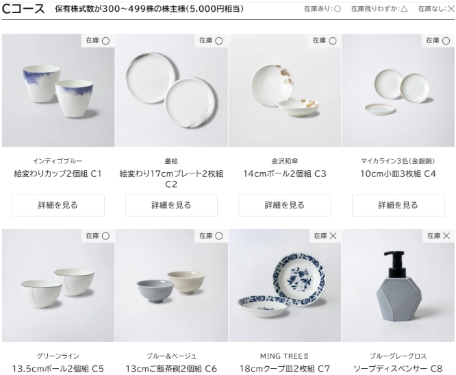 三谷産業優待内容（陶磁器）