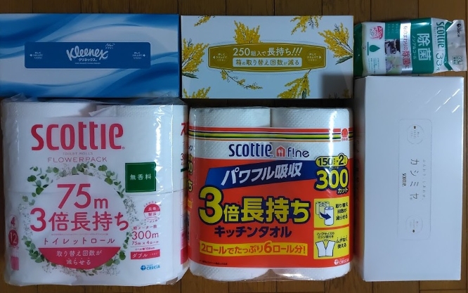 日本製紙優待内容（家庭用品詰め合わせ）